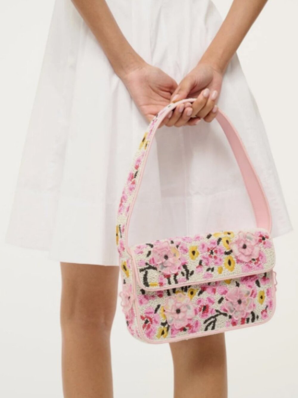 STAUD TOMMY BEADED BLOSSOM FLORAL TAPESTRY Shoulder Bag MSRP$395 Artistic & Chic